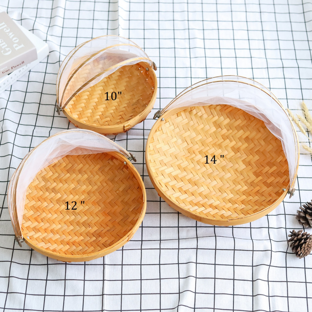 SKD กระด้งมุ้งครอบอาหาร มี 3 ขนาด ฝาชีกันแมลง ที่ครอบอาหาร กระด้งไม้ไผ่ กระด้งตากหมู กระจาดไม้ไผ่