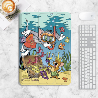 Tom Jerry เคสไอแพด gen10 10.2 gen7/8/9 เคส iPad air4/5 mini1/2/3/4/5/6 case iPad pro11 2022 เคสซิลิโคน มีที่ใส่ปากกา