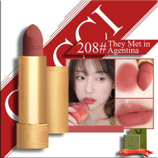 ลิปสติกGucci Rouge À Lèvres Mat Lip Colour 3.5g 208# 505# 308# ลิปสติก Gucci แมทชั้นนำ กันน้ำ พร้อมกระเป๋าแบรนด์