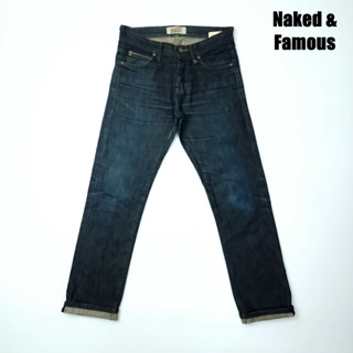 ยีนส์ริมแดง Selvedge Naked &amp; Famous เอว 30 ผ้าด้าน เฟดใช้งาน ขาเดฟ