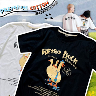 พร้อมส่ง เสื้อยืดสไตล์มินิมอล พิมพ์ลาย "เป็ดRetro "