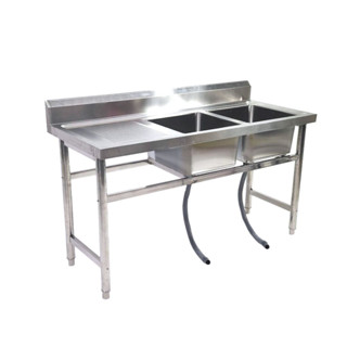 Stainless Steel Sink ซิงค์ล้างจานสแตนเลส 2 หลุมฝั่งขวา เกรด201 60x145x80cm ST1450R