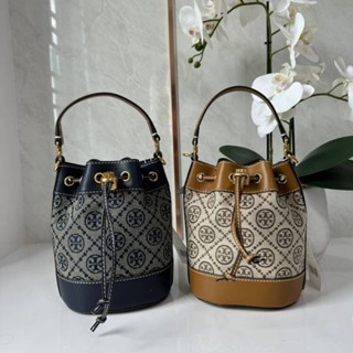 TORY BURCH T MONOGRAM JACQUARD MINI BUCKET BAG