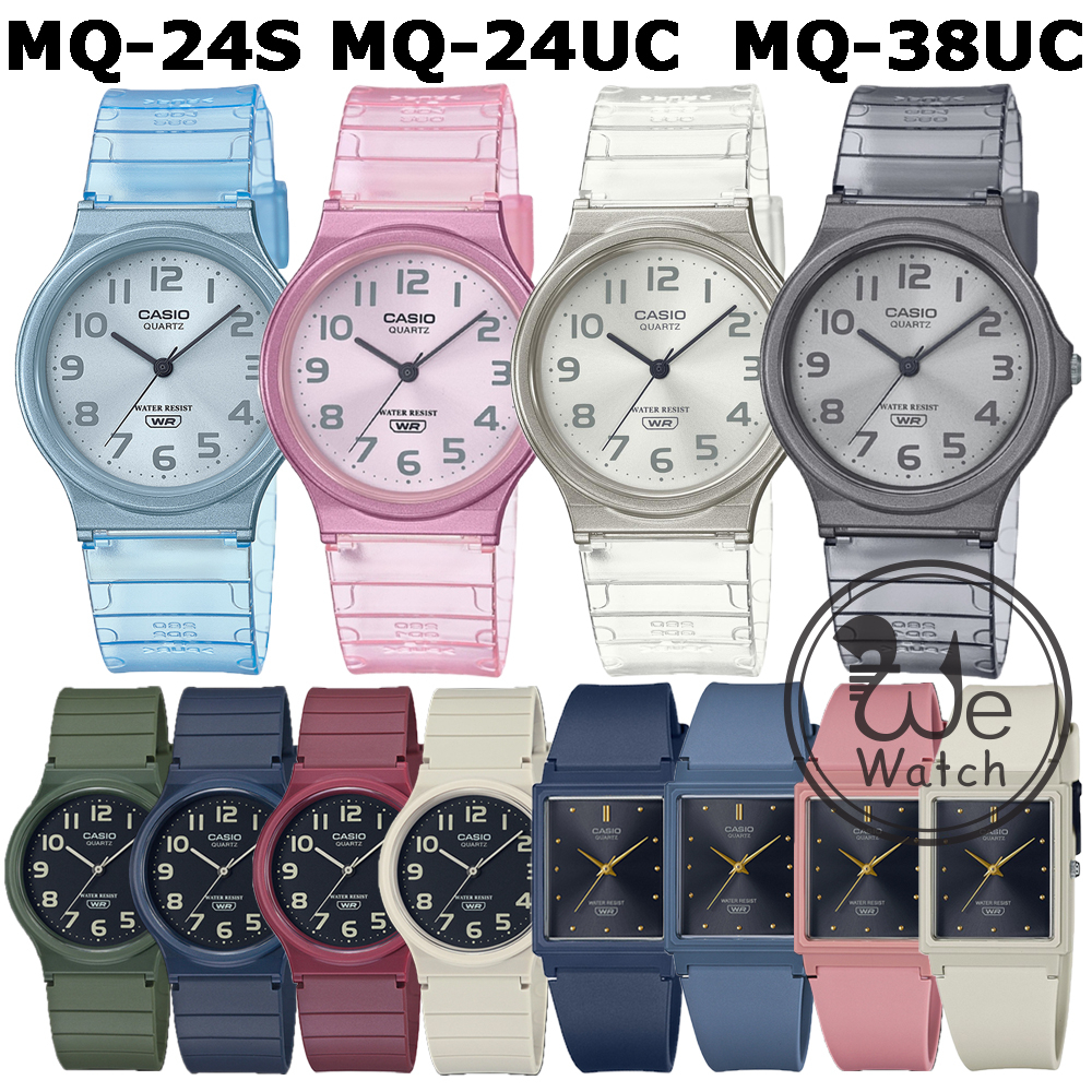 CASIO รุ่น MQ-24S MQ-24UC MQ-38UC เหมาะชายและหญิง สายเรซิ่น กล่องและประกัน1ปี MQ24 MQ24S MQ38 MQ38UC
