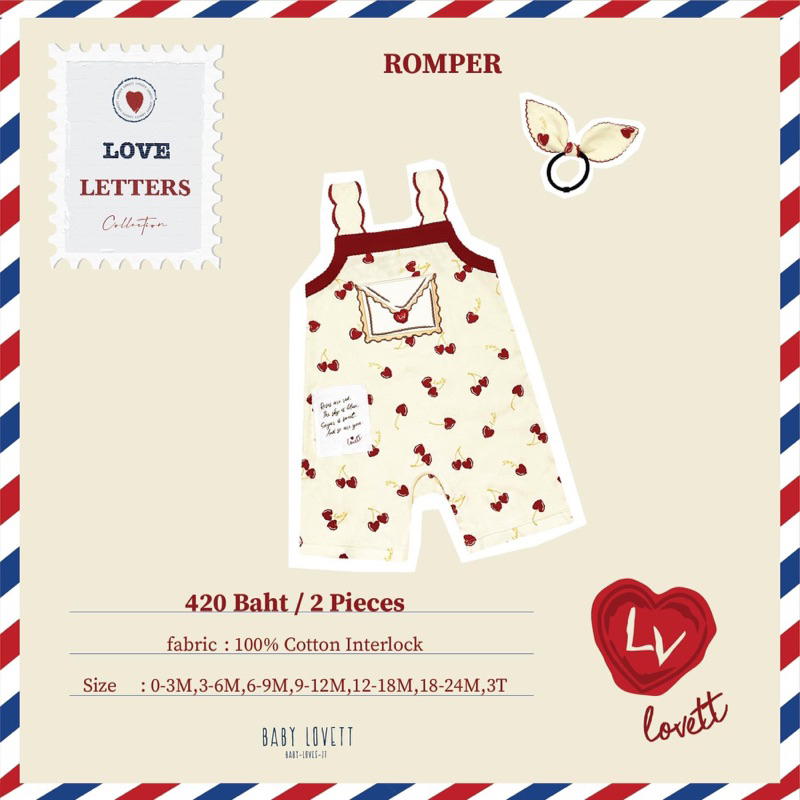 Babylovett : Love letter : Romper 3T 💌