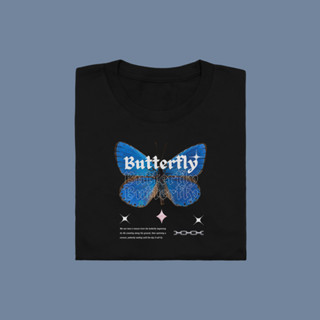 Butterfly Butterfly Butterfly เสื้อยืด T-shirt Unisex Cotton 100%