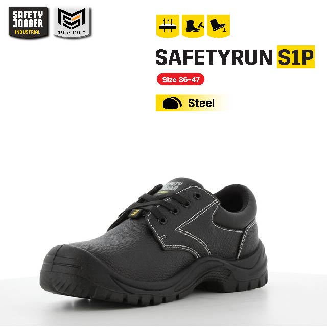 [ของแท้พร้อมส่ง] Safety Jogger รุ่น SAFETYRUN S1P รองเท้าเซฟตี้หุ้มส้น หัวเหล็ก แผ่นเหล็กกันทะลุ หนังแท้