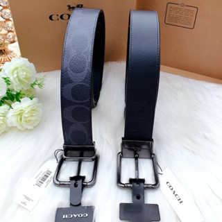 👦COACH C4429 Roller Buckle Cut To Size Reversible Belt In Signature Canvas ✔เข็มขัดชาย กลับใช้ได้ 2 ด้าน กว้าง 1.5นิ้ว