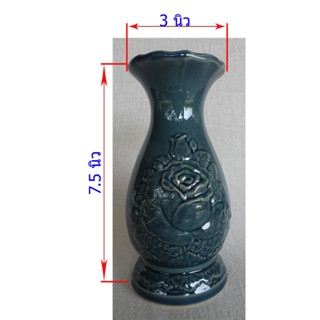 แจกัน,size L ขนาดใหญ่,ลายกุหลาบ,สีน้ำเงิน,แจกันเซรามิก แจกัน…