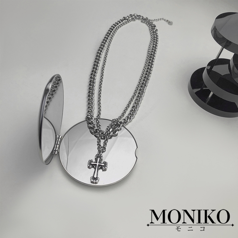 MONIKO สร้อยคอโซ่เงิน สองชั้น จี้ไม้กางเขน ประดับเพชร สไตล์ฮิปฮอป - รูปที่ 7