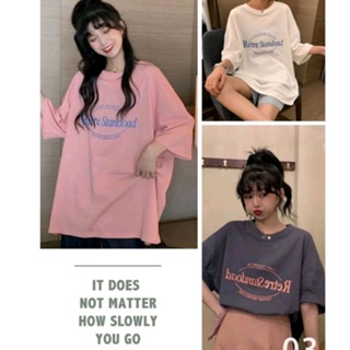 🍓พร้อมส่ง🍓ราคาถูกที่สุด💞เสื้อ-Retre-Oversize -เสื้อยืด สไตล์เกาหลี น่ารัก แขนสั้นแฟชั่นผ้านิ่มใส่สบาย