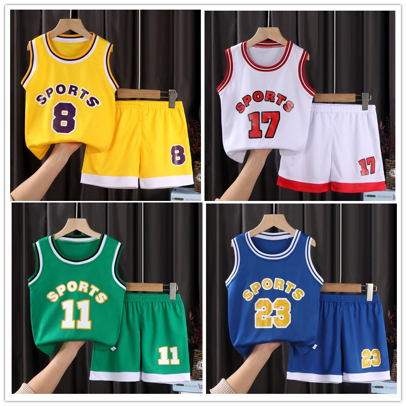 Babyonline(Y140)I4 ชุดบาสเกตบอลเด็กชายและหญิง ชุดกีฬาเด็ก ผ้าตาข่ายระบายอากาศ