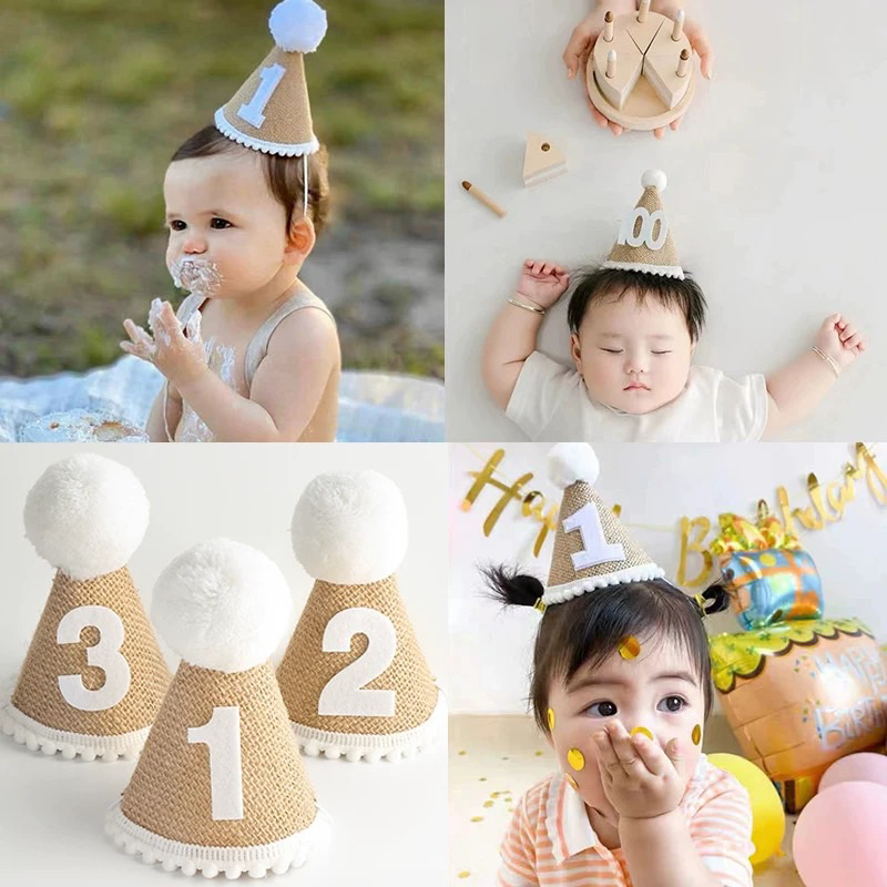 หมวกวันเกิด แบบจิ๋ว หมวกทำจากผ้ากระสอบและแบบผ้าสักหลาด พร้อมส่ง