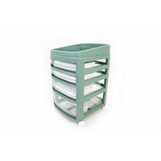 Storage shelf ลิ้นชักเก็บเครื่องสำอาง ชั้นเก็บของ 4 ชั้น มีล้อ 28x34x43 cm สีเขียว ST211038GR