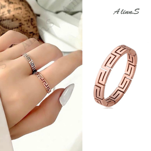 Aliz แหวนโชคดี(จี๋ลี่)ไทเทเนียมโรสโกลด์(18k.)ไม่ดำสนิม