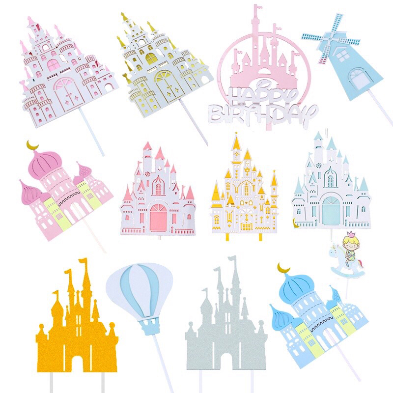 พร้อมส่ง🇹🇭✨ รวมป้ายปักปราสาทเจ้าหญิง ท็อปเปอร์ ป้ายปักปราสาท เจ้าหญิง เจ้าชาย น่ารัก ป้ายปักเค้ก ตกแต่งเค้ก