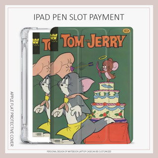 Tom Jerry cat mouse เคสไอเเพด air1/2/3/4/5 mini4/5/6 case iPad 2022 pro11 เคส iPad 10.2 gen7 8 9 gen10 พร้อมถาดใส่ปากกา