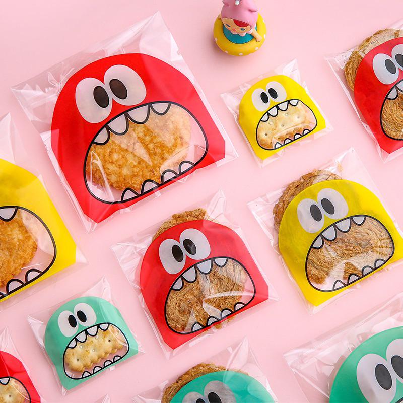 *พร้อมส่ง* ถุงคุ้กกี้ฝากาว (100ใบ) ปากอ้า (เลือกสี/ขนาดได้) บราวนี่ แถบกาว - รูปที่ 4