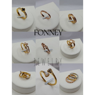 Fonney  แหวนแฟชั่นผู้หญิง สแตนเลส สตีล 100% ห้ามลอก-ดำ