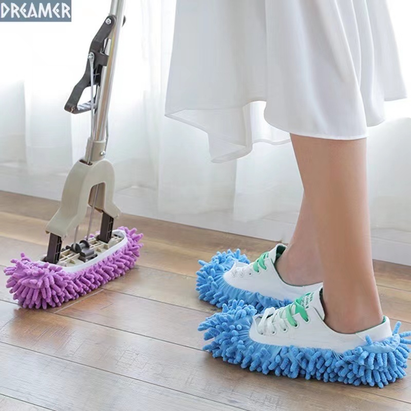 รองเท้าถูพื้นอเนกประสงค์ถุงเท้าถูพื้นไมโครไฟเบอร์ Mop Socks Shoe Cover Floor Cleanerรองเท้าทำความสะอาดพื้นรองเท้าถูพื้น