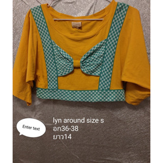 เสื้อยืด ครอปตกแต่งโบว์ lyn around