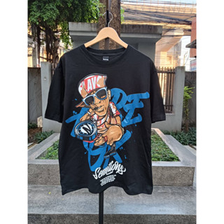 เสื้อยืดHIPHOP แนวสตรีท ผ้าคอตตอน ทรงโอเวอร์ไซส์ งานสกรีน ไมใช่งานพิมพ์