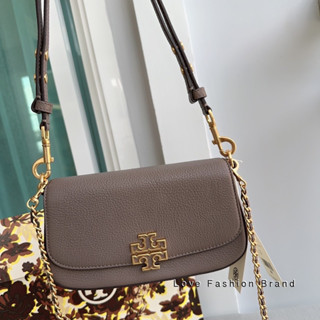 👑ผ่อน0%~แท้100%👑 สีเทา กระเป๋าสะพาย Tory Burch Britten Convertible Crossbody Tiramisu Style No. 138772