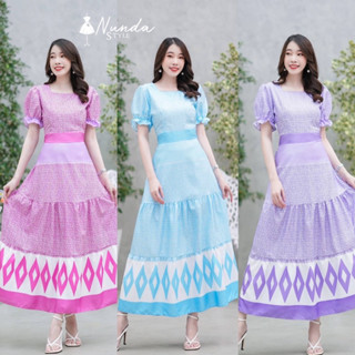 Fashion young ❤️พร้อมส่งค่ะ❤️เดรสผ้าลายไทยแขนตุ๊กตา