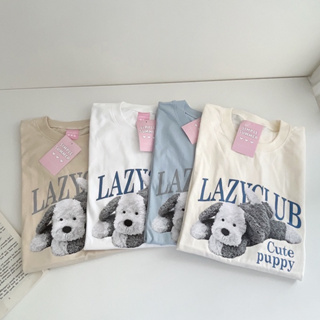 Sugarbeetshop | S199 Lazy club cute puppy 🤍 เสื้อโอเวอร์ไซต์ oversize เสื้อยืดผ้า cotton