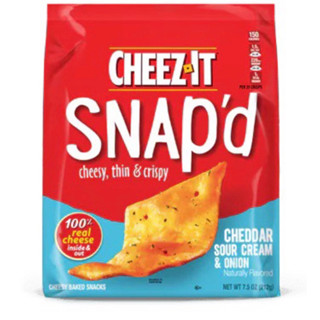 นำเข้าUSA🇺🇸 Cheezit Snap’d212g. ขนมปังกรอบ แครกเกอร์ รสเชดดาร์ชีส&amp;ซาวครีมและหัวหอมใน1ห่อ ของแท้ พร้อมส่ง