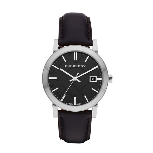 Burberry Men's BU9009 BU9019 38mm Black Leather Strap Watch