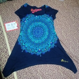 Desigual เสื้อยืด ลายแมนดาล่า สีกรม มือสอง mandala แบรนด์สเปน เสื้อแฟชั่น