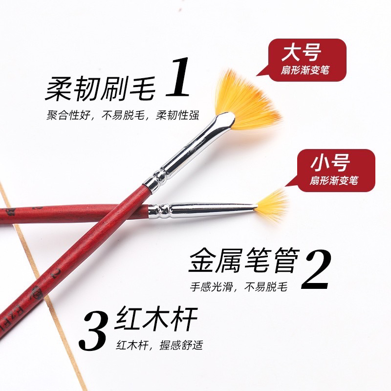 อุปกรณ์ทำเล็บ พู่กันเจล พู่กันทาสี พู่กันด้ามแบน พู่กันปัดกากเพชร Drawing Brush Pen Acrylic Double Head