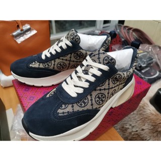 🧡Tory  รองเท้า sneaker monogram สี Navy us7  แท้เช็คเครดิต​ได้​