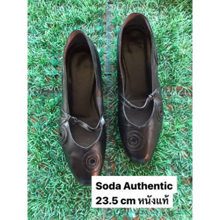 🔥🔥 Sales 🌻🌻Soda black flat shoe หัวแหลม หนังแท้ นิ่มสีดำ ทรงสวยมาก .สภาพดีคทั