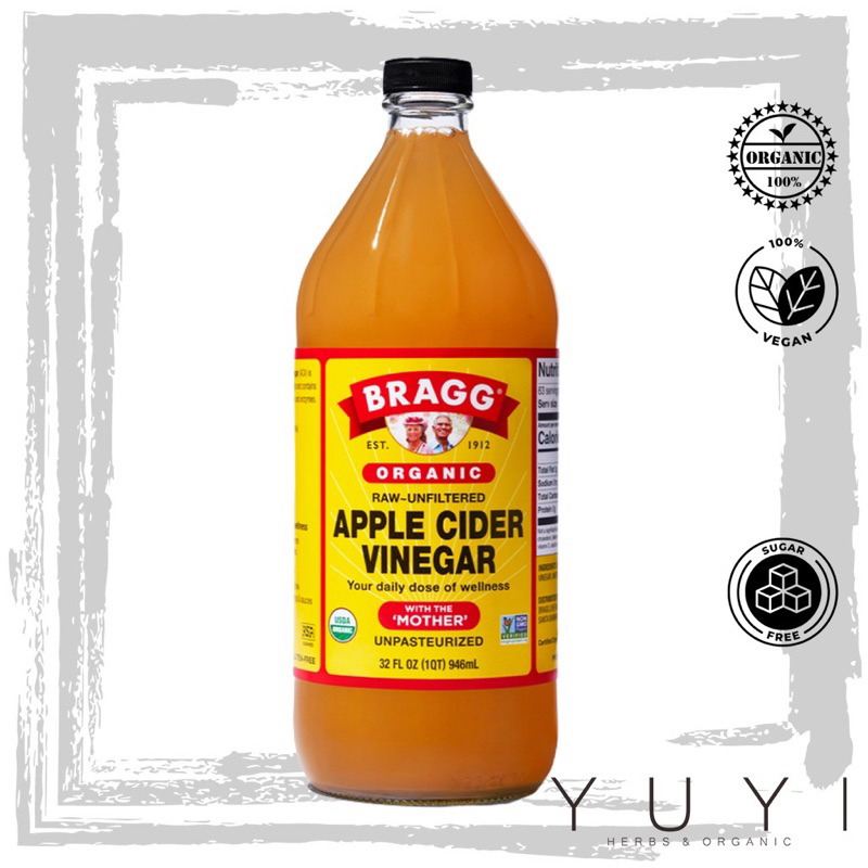 ของแท้ 100 พร้อมส่ง Bragg น้ำส้มสายชูหมักจากแอปเปิ้ล Bragg Organic Raw Apple Cider Vinegar ขนาด 946 ml. Exp.2028