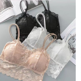 🌟สินค้าพร้อมส่ง🌟NO.905 🔥มาใหม่🔥บราลูกไม้  สาย-ระบายลูกไม้ ผ้านิ่มไม่คัน มีฟองน้ำในตัว ฟรีไซส์ 32-38