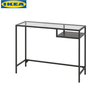 VITTSJÖ วิทท์เชอ โต๊ะแล็ปท็อป, น้ำตาลดำ/แก้ว, 100x36 ซม. IKEA