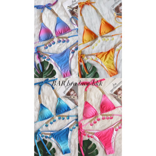 Sunora *BZ081* บิกีนี่ประดับคริสตัลและเปลือกหอยตรงกลาง ไล่สีสวยหวานสุดๆ