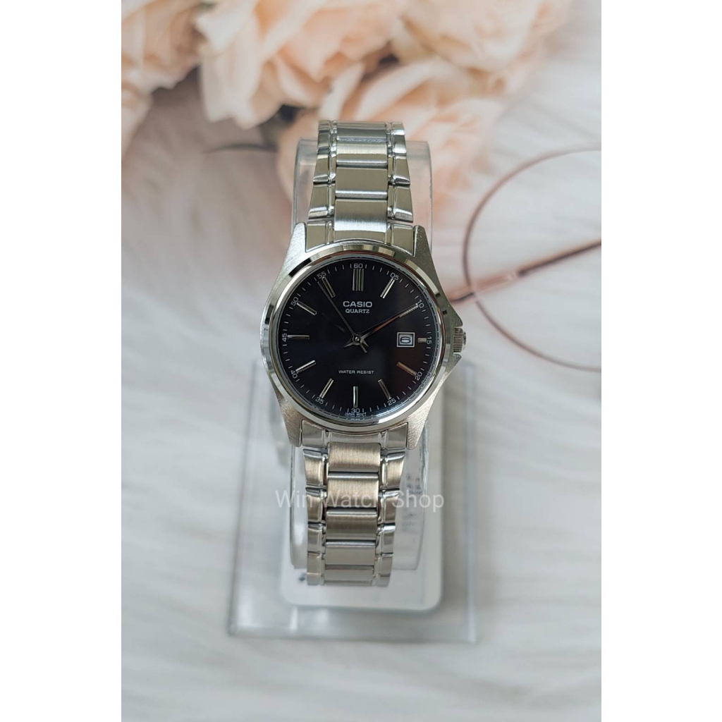 Casio นาฬิกาข้อมือผู้หญิง รุ่น LTP-1183A-1A สายสแตนเลสสีเงิน หน้าปัด สีดำ - ของแท้ 100% ประกันศูนย์ CMG 1 ปีเต็ม