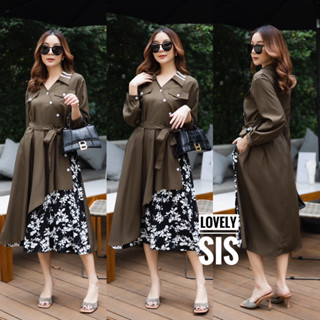 🌈🌿🌺🌸🌼🧡🤎🇰🇷 Cotton Long Sleeve Shirt Patch Floral Skirt Maxi Dress