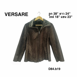 VERSARE winter jacket เสื้อกันหนาวหนังกลับสีน้ำตาลข้างในบุขนอุ่นมาก อก 38 ยาว 24 D84.b19