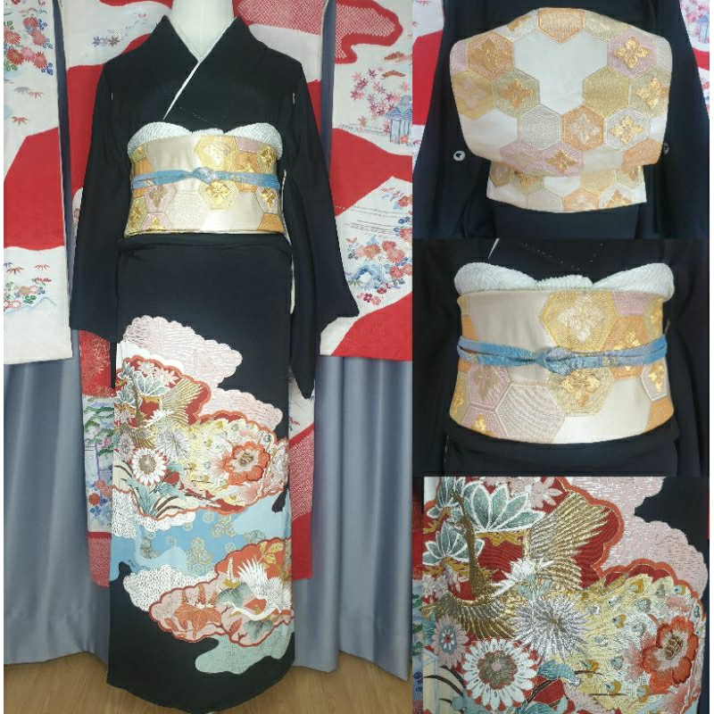 พร้อมส่ง set kuro kimono คุโระกิโมโนของแท้ มืองสองจากญี่ปุ่น