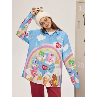 UNIFREE x Care Bears เสื้อเชิ้ตลายหมีแคร์แบร์ สายรุ้ง ลิขสิทธิ์แท้