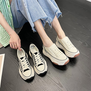 ⚡สปอตสินค้า⚡รองเท้าผ้าใบแฟชั่นผู้หญิง รองเท้าลำลองแพลตฟอร์มสตรี รองเท้าผ้าใบเอนกประสงค์