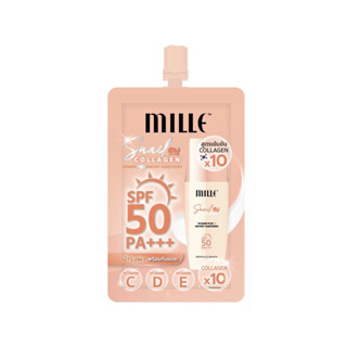 MILLE ครีมกันแดดสูตรน้ำ คอลลาเจน Snail Collagen Watery Sunscreen SPF50 PA +++ 6g.