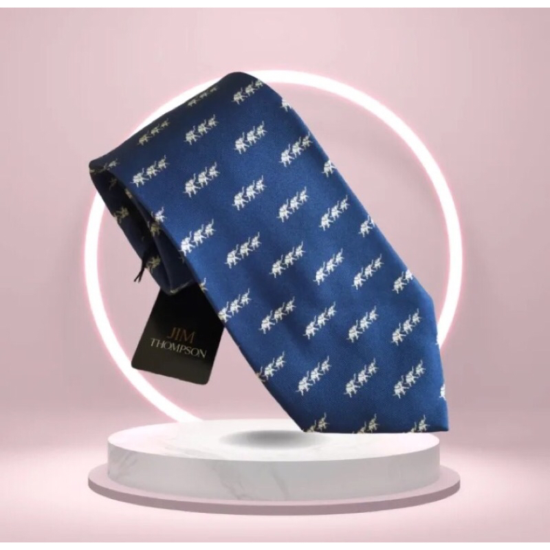 Silk Necktie Jim Thompson เนคไทผ้าไหม จิมทอมป์สัน ทำจากผ้าไหม 100% พิมพ์ลายสวยหรูดูแพง หน้ากว้าง 3.5