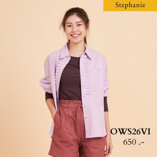 GSP Stephanie เสื้อมีปก แขนยาว ลายทางสีม่วง (OWS26VI)