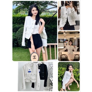 เสื้อคลุม แขนยาว ผ้าทวิต #5892อ 📌ฟรีไซส์👉 รอบอกใส่ติดกระดุม 35-36" รอบอกใส่คลุม 37-38" ยาว 18" 👉รายละเอียดอื่น ใต้โพส