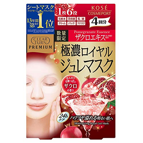 Kose Clear Turn Premium Royal Jelly Mask Pomegranate จากผลทับทิม ( 4 แผ่น / 1 กล่อง )